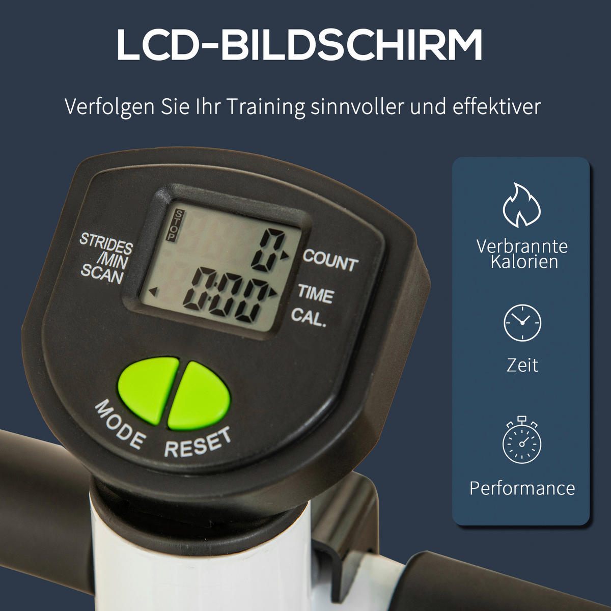 HOMCOM Steppmaschine grün Stahl B/H/L: ca. 44x108x55 cm Steppmaschine - schwarz/grün (55,00/44,00/108,00cm) - HOMCOM