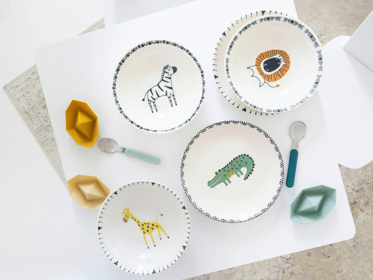 CreaTable Tellerset Safari mehrfarbig Steinzeug D: ca. 21 cm Safari - mehrfarbig (21,00cm) - CreaTable