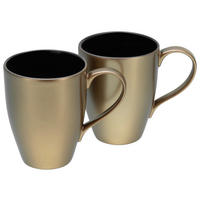 CreaTable Kaffeebecherset Golden Days gold Steinzeug 2 tlg. Golden Days - gold/schwarz - CreaTable