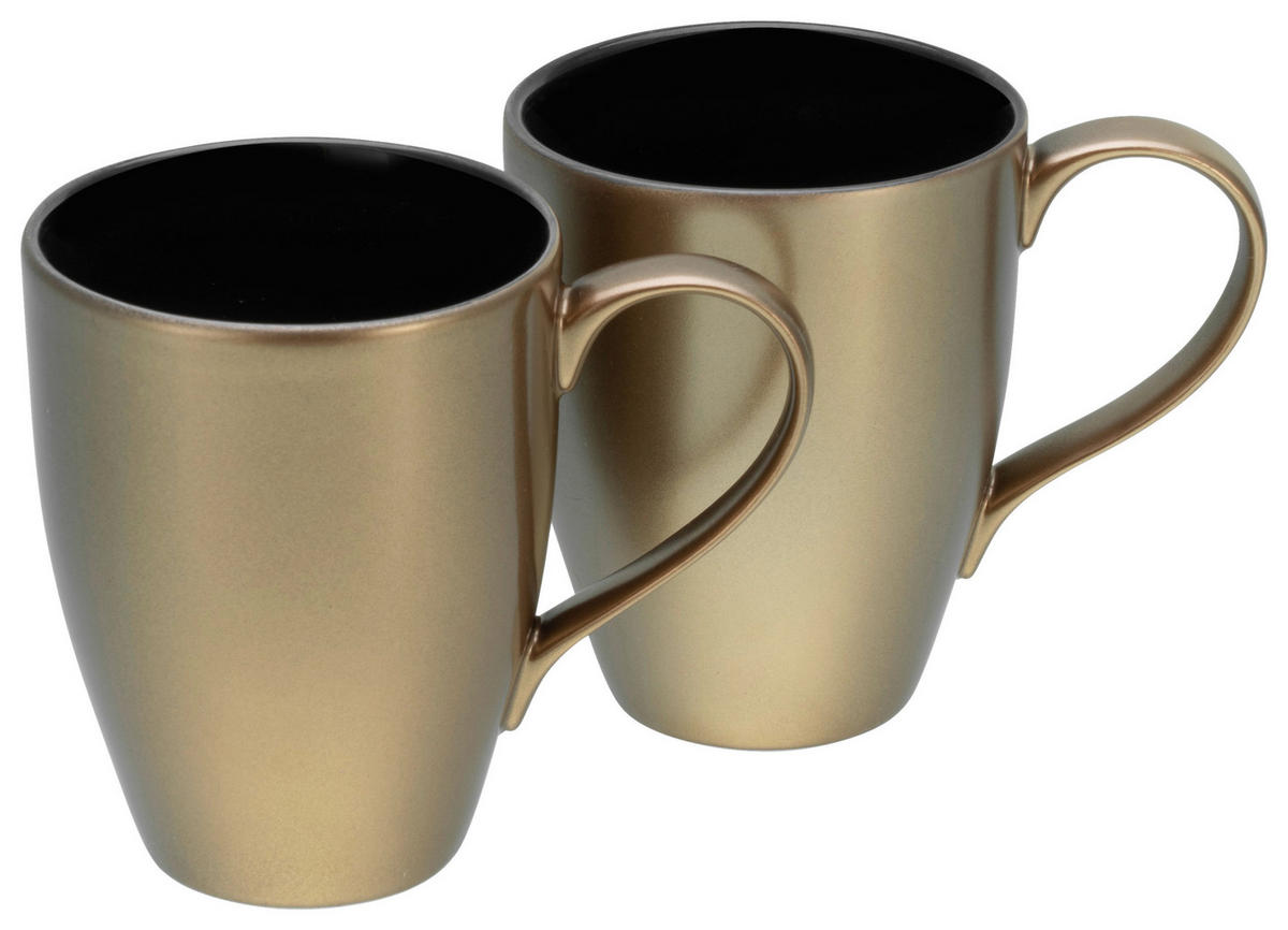 CreaTable Kaffeebecherset Golden Days gold Steinzeug 2 tlg. Golden Days - gold/schwarz - CreaTable