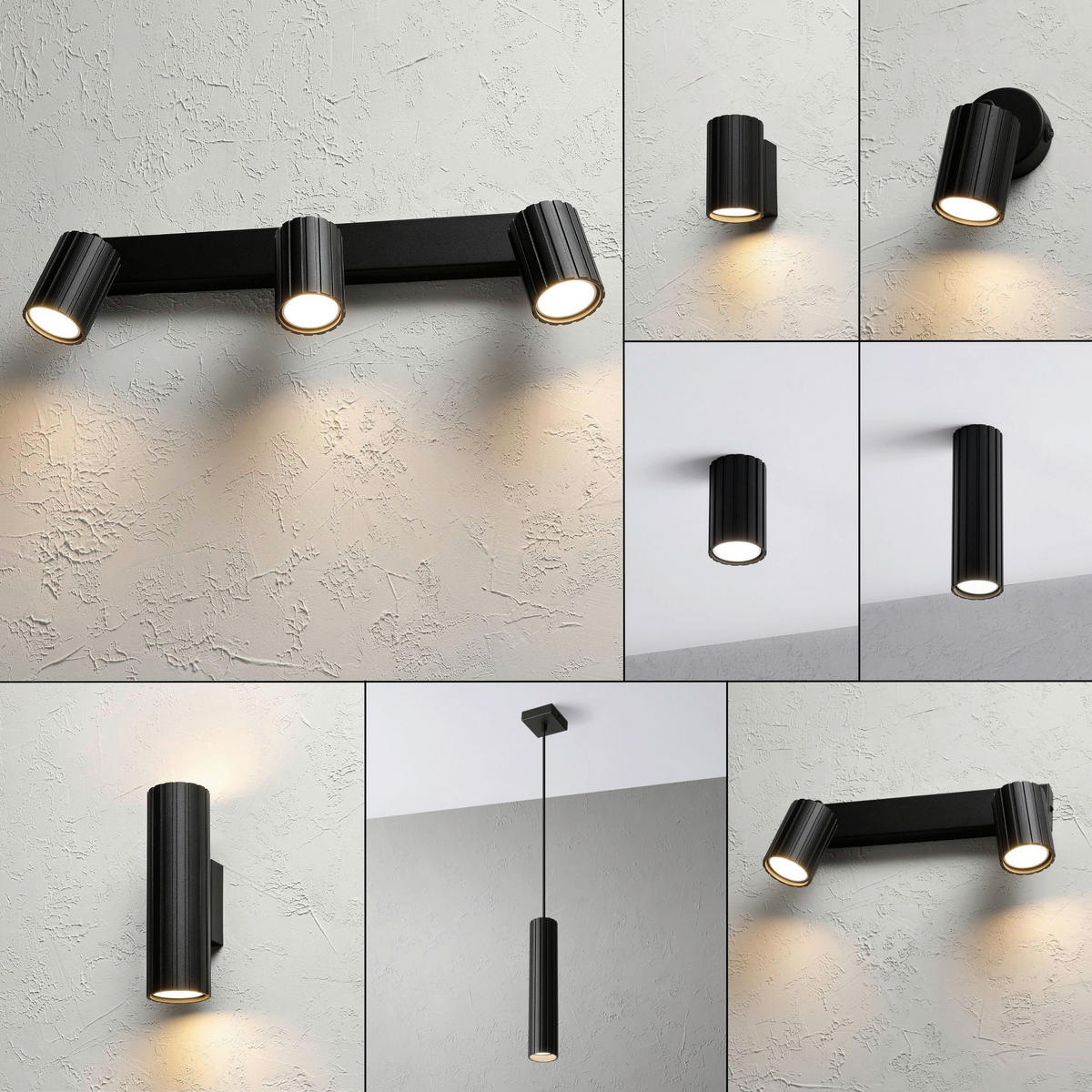 Lamkur Strahler schwarz Stahl B/H/L: ca. 6,5x16,5x45 cm 3 Brennstellen Prisma - schwarz (45,00/6,50/16,50cm) - Lamkur