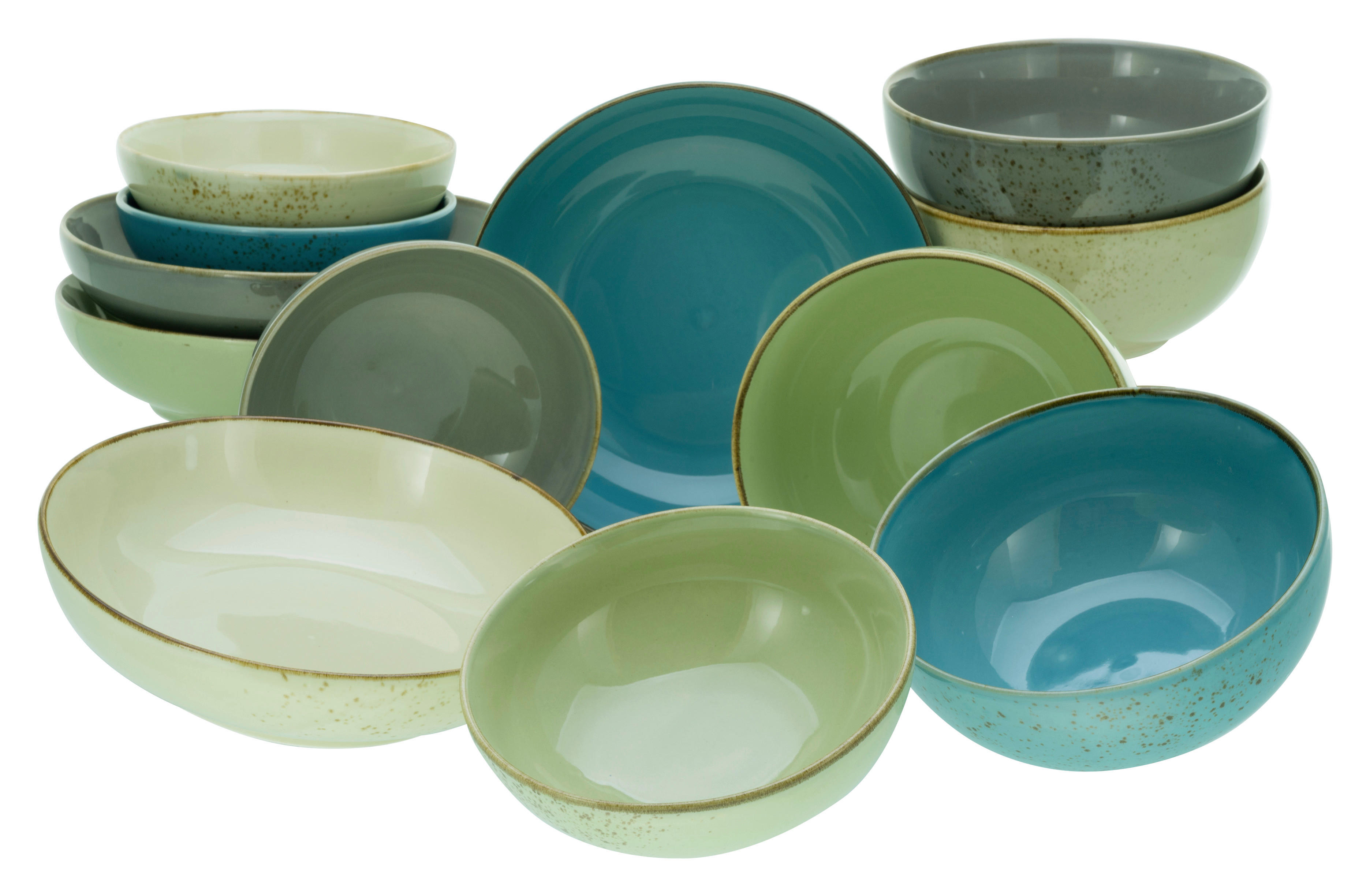 CreaTable Bowl-Set Nature Collection BUNT multicolor Steinzeug 12 tlg.