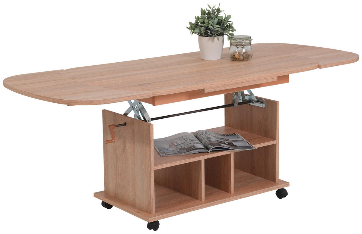 Couchtisch Babsi III Eiche Sonoma Nachbildung B/H/T: ca. 107x53x67 cm Babsi III - Eiche/schwarz (107,00/53,00/67,00cm) - Hela