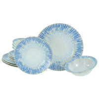 CreaTable Teller-Set Rondo Summertime weiß Steinzeug Rondo Summertime - blau/weiß - CreaTable
