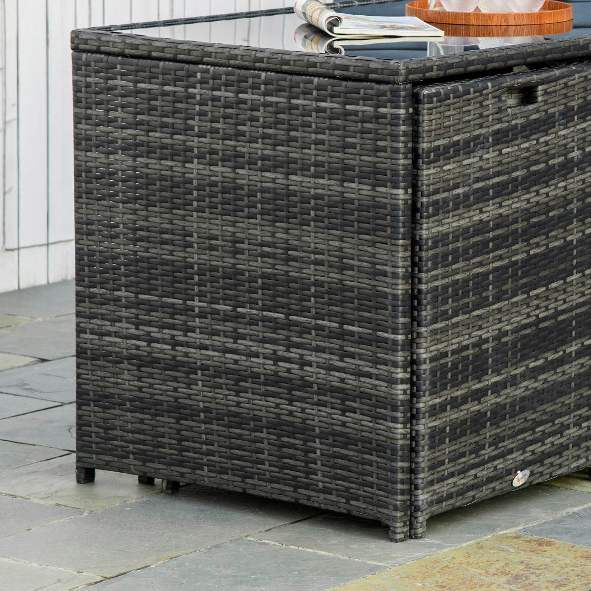 Outsunny Sitzgruppe grau Polypropylen B/H/L: ca. 69x120x77,5 cm Gartenmöbel_Set - grau (77,50/69,00/120,00cm) - Outsunny