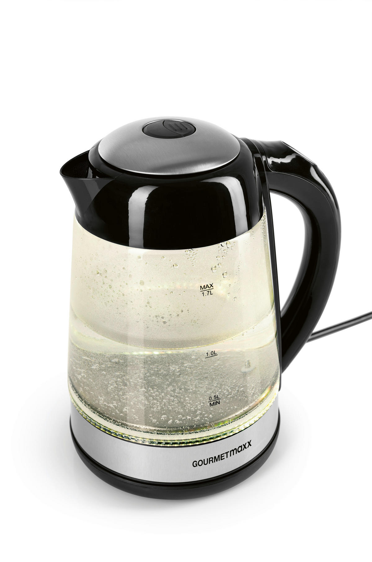 GOURMETmaxx Wasserkocher LED-Wasserkocher_Glas - schwarz (22,00/18,70/25,00cm) - GOURMETmaxx