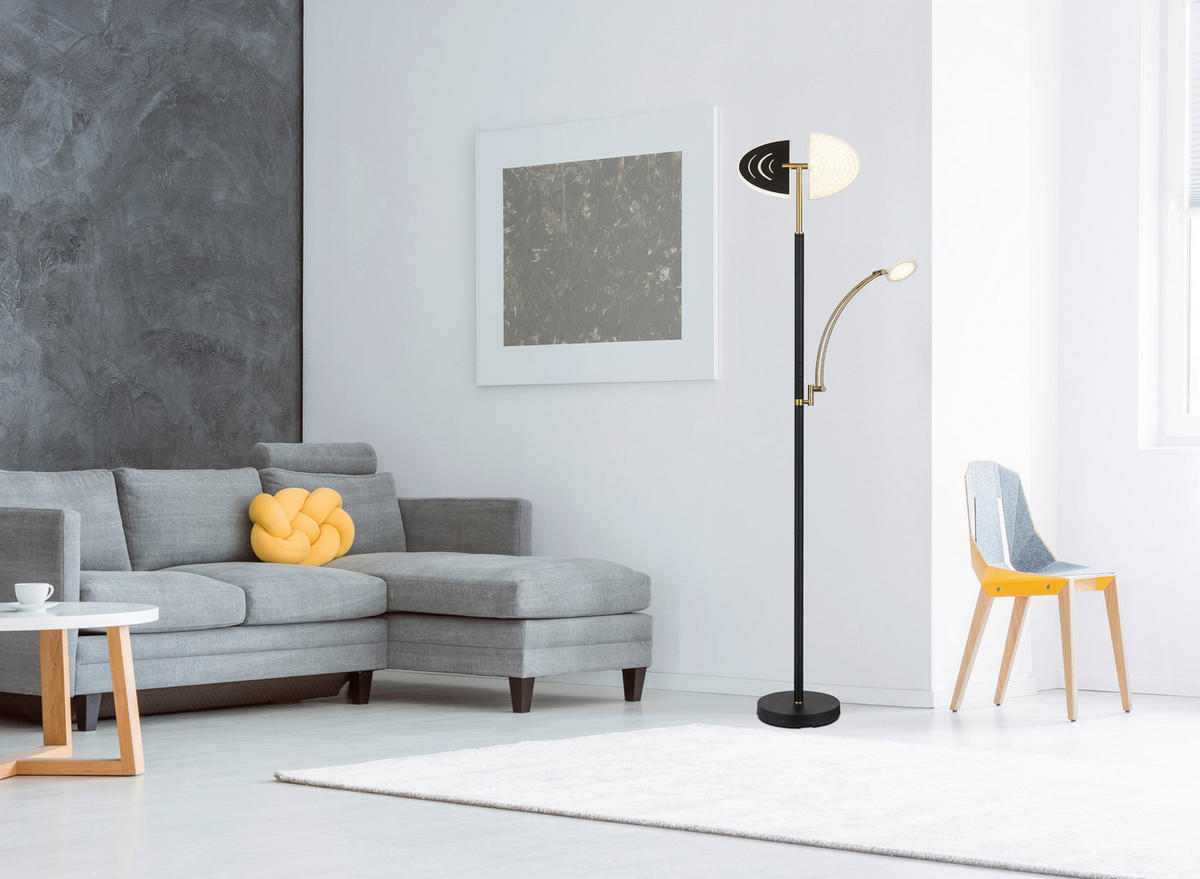 GLOBO LED-Deckenfluter bronze Chrom Kunststoff Metall B/H/T: ca. 80x183x40,5 cm 1 Brennstellen TIRANA - Chrom/bronze (80,00/183,00/40,50cm) - GLOBO