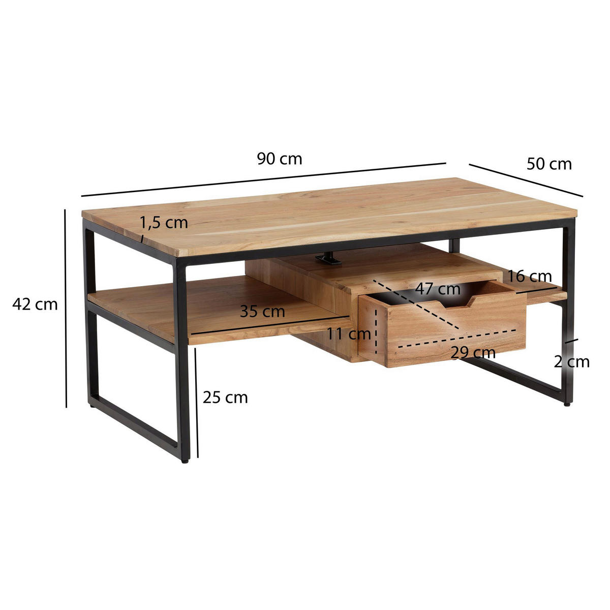 Couchtisch  B/H/T: ca. 90x42x50 cm Couchtisch - (90,00/42,00/50,00cm) - Wohnling