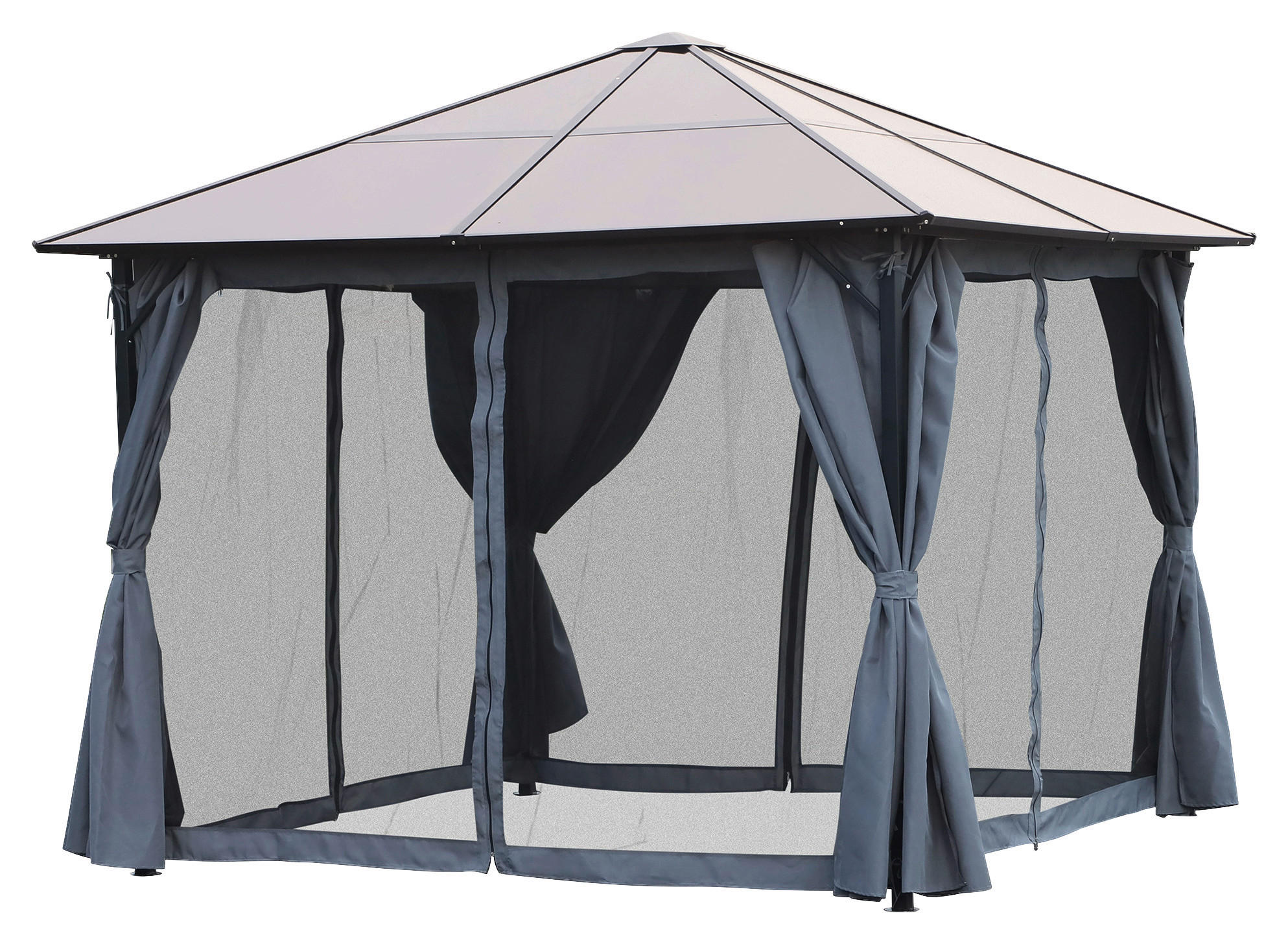 Outsunny Pavillon schwarz Alu B/H/L: ca. 400x265x300 cm Gartenpavillon - braun/schwarz (300,00/400,00/265,00cm) - Outsunny
