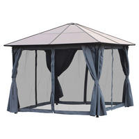 Outsunny Pavillon schwarz Alu B/H/L: ca. 400x265x300 cm Gartenpavillon - braun/schwarz (300,00/400,00/265,00cm) - Outsunny