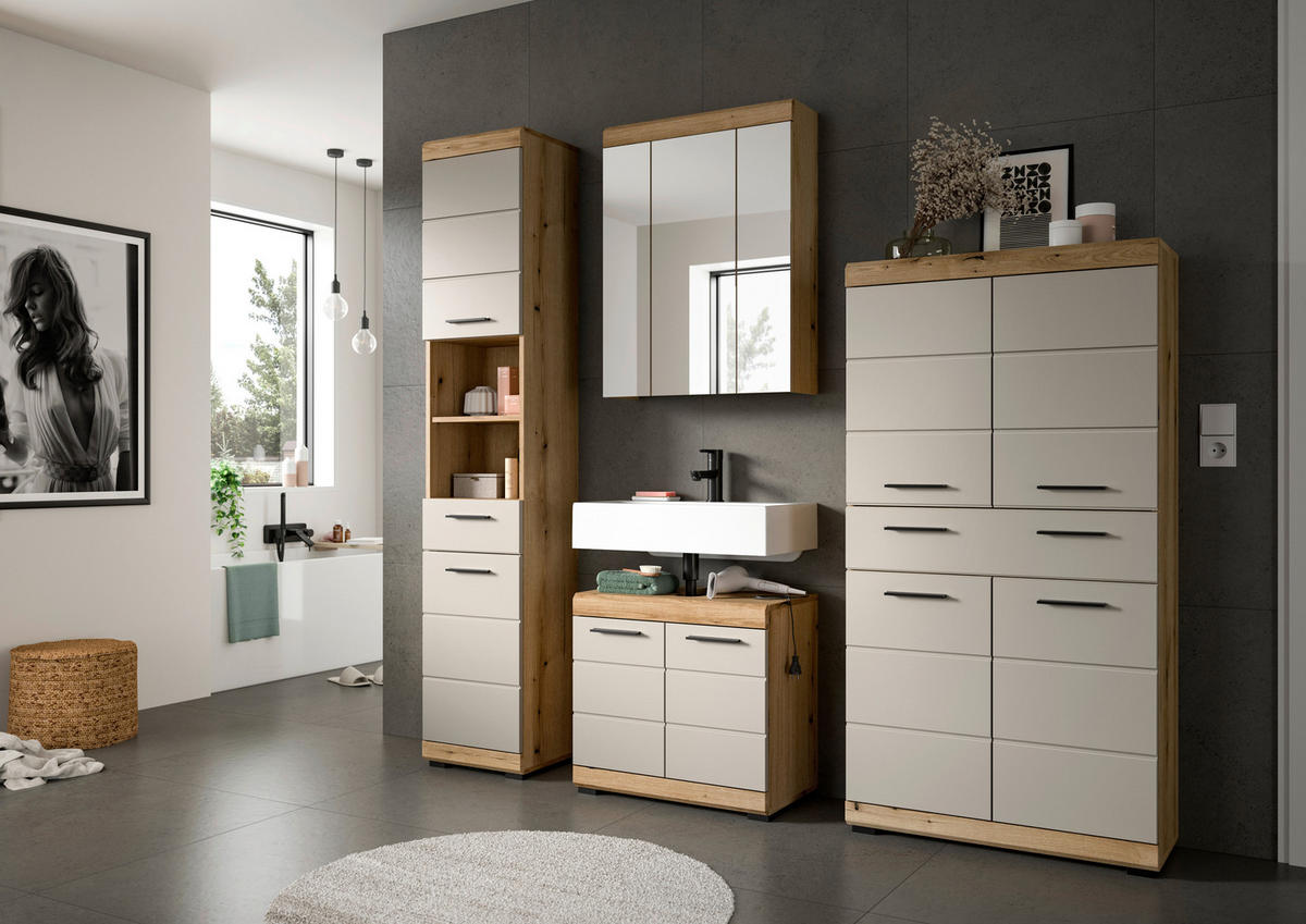 Badezimmer-Set Scout Evoke Oak Nachbildung Kaschmirgrau Nachbildung B/H/T: ca. 201x191x34 cm Scout - Kaschmirgrau (201,00/191,00/34,00cm) - xonox.home