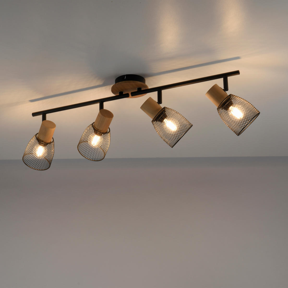 Just Light Spotbalken TAMIS 15194-79 natur schwarz Holz Metall B/H/T: ca. 83x22x24 cm E14 4 Brennstellen TAMIS - natur/schwarz (83,00/22,00/24,00cm) - Just Light