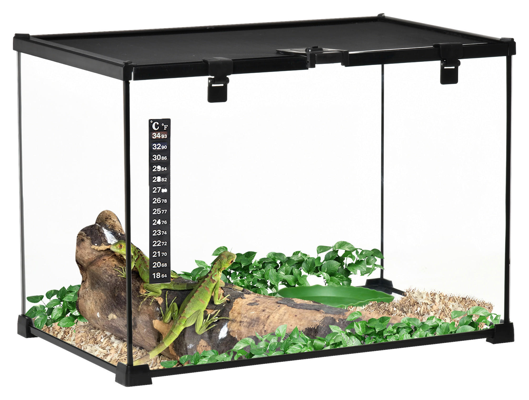 PawHut Terrarium schwarz Edelstahl B/H/L: ca. 30x50x35 cm Terrarium_für_Reptilien - schwarz (35,00/30,00/50,00cm) - PawHut