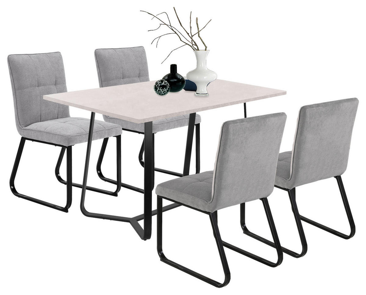 Stuhl TALEA  2er-Set hellgrau schwarz Webstoff Metall B/H/T: ca. 46x86x55 cm TALEA  2er-Set - hellgrau/schwarz (46,00/86,00/55,00cm) - byLIVING