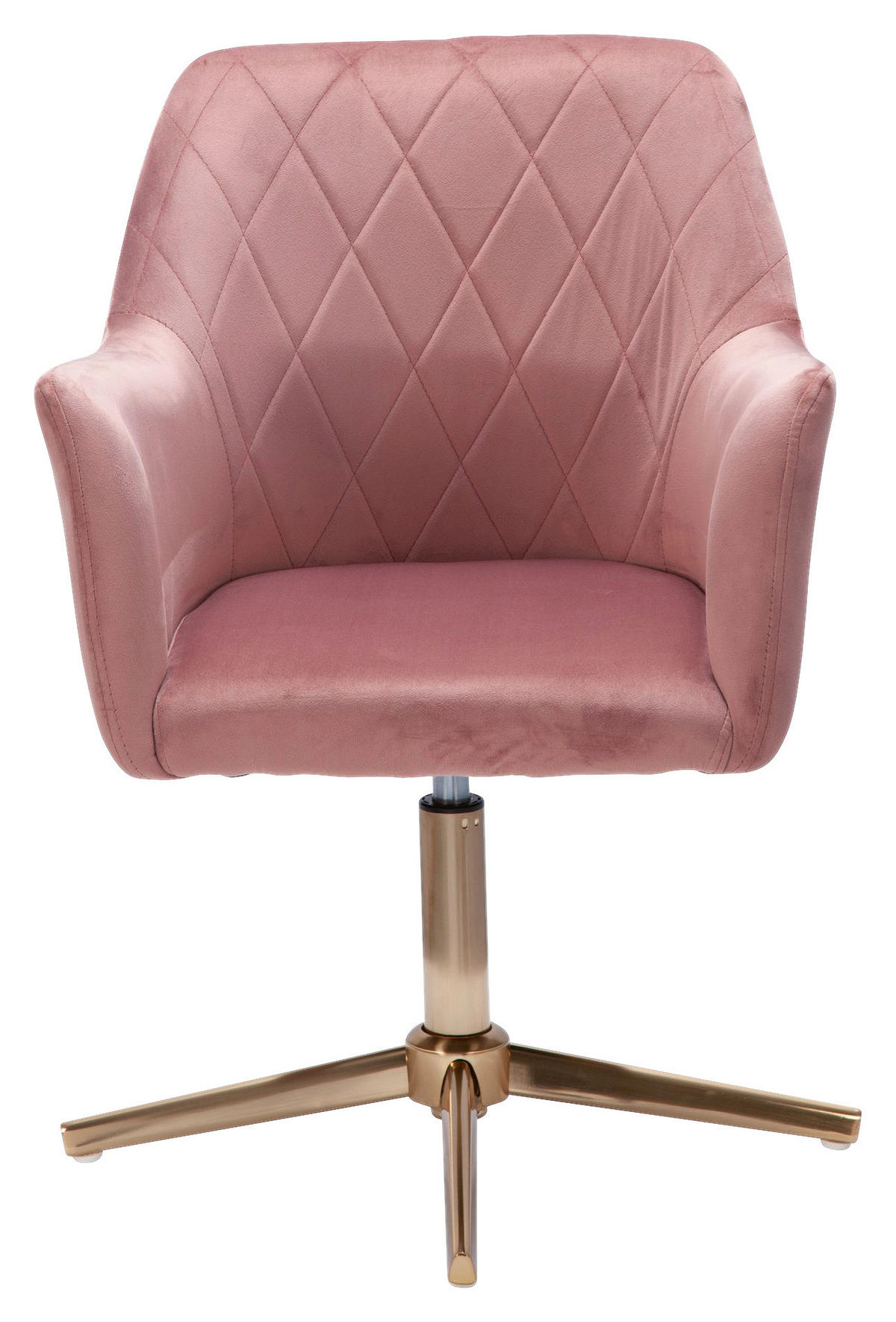 Drehstuhl rosa gold Stoff Eisen Drehstuhl - gold/rosa - Wohnling