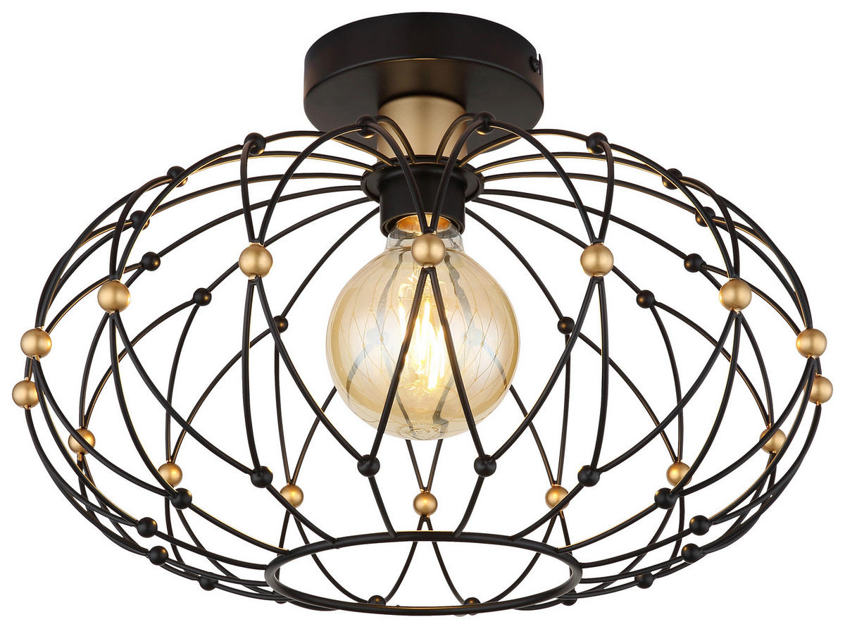 GLOBO Deckenleuchte mattschwarz Metall H/D: ca. 25x40 cm 1 Brennstellen GREYS - mattschwarz (40,00/25,00cm) - GLOBO