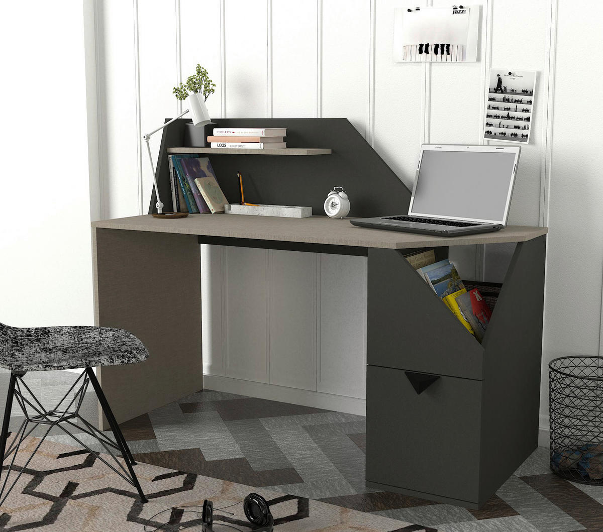 Schreibtisch Gusto grau anthrazit B/H/T: ca. 140x74x60 cm Gusto - anthrazit/grau (140,00/74,00/60,00cm) - moebel17