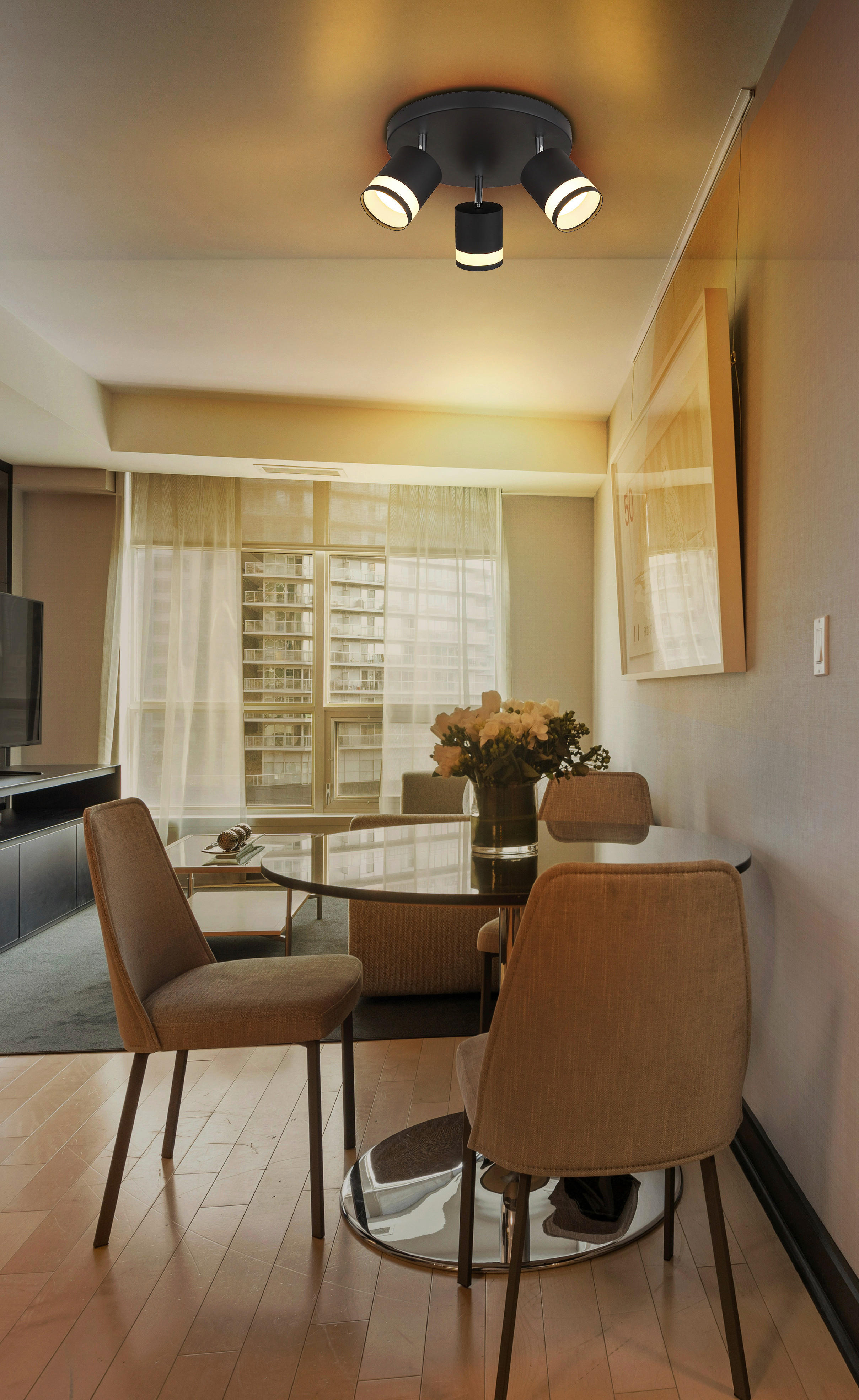 GLOBO Strahler Lucero - schwarz/Opal (30,00/18,50cm) - GLOBO