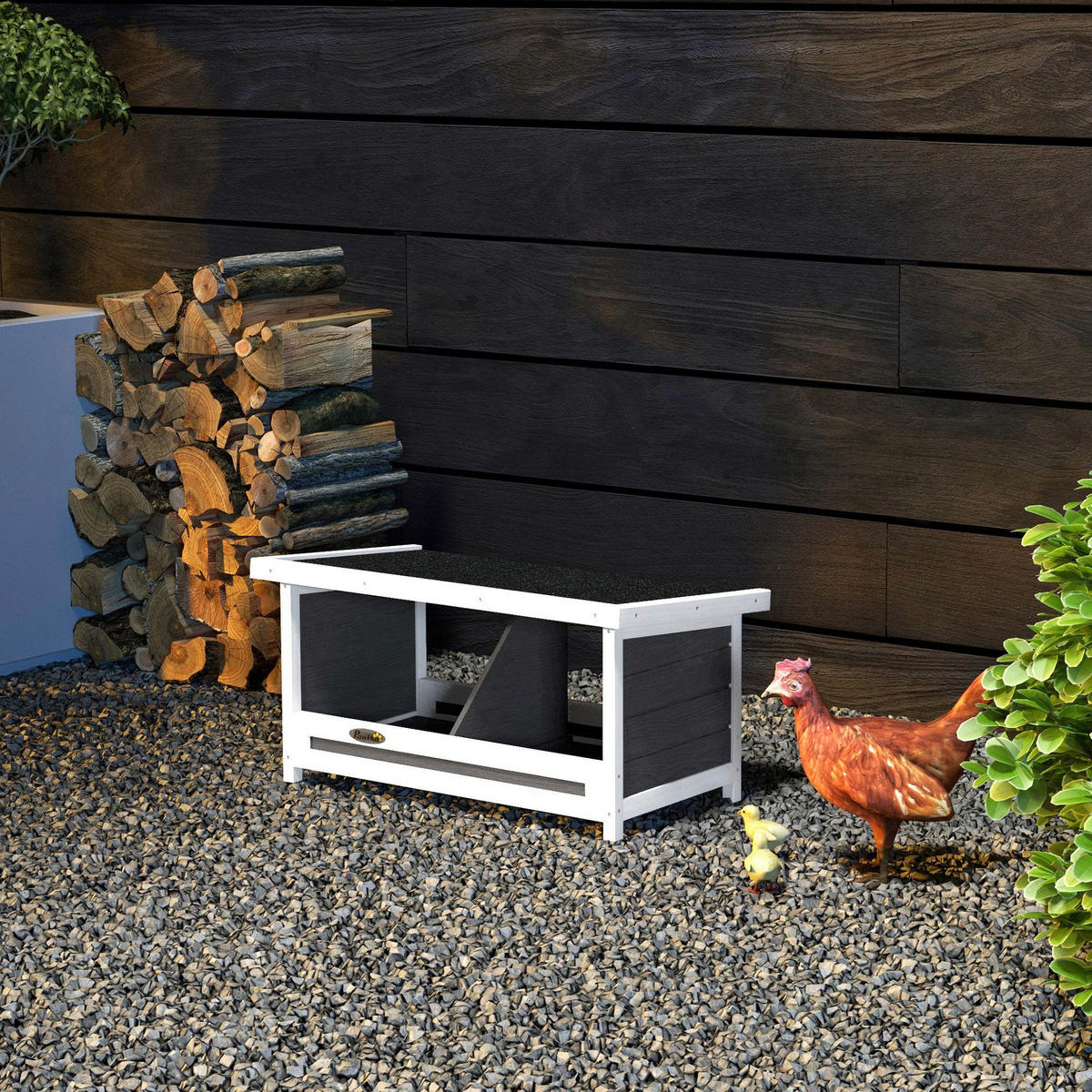 PawHut Hühner-Legenest weiß Holz B/H/L: ca. 37x34x66 cm Hühner-Legenest - weiß/grau (66,00/37,00/34,00cm) - PawHut