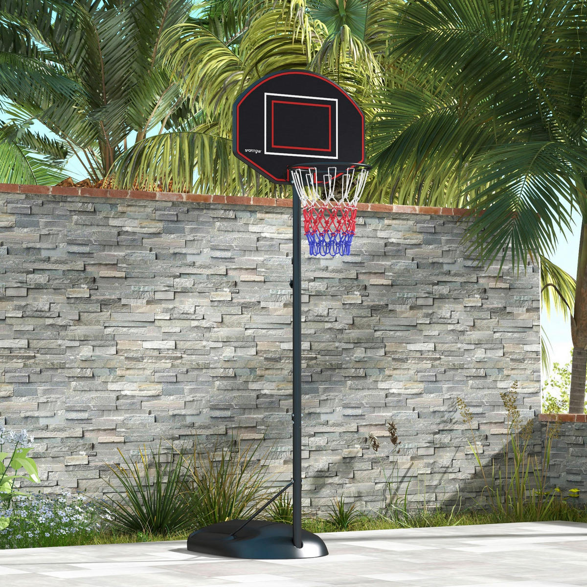 SPORTNOW Basketballständer schwarz Stahl B/H/L: ca. 60x282x84 cm Basketballständer - schwarz (84,00/60,00/282,00cm) - SPORTNOW