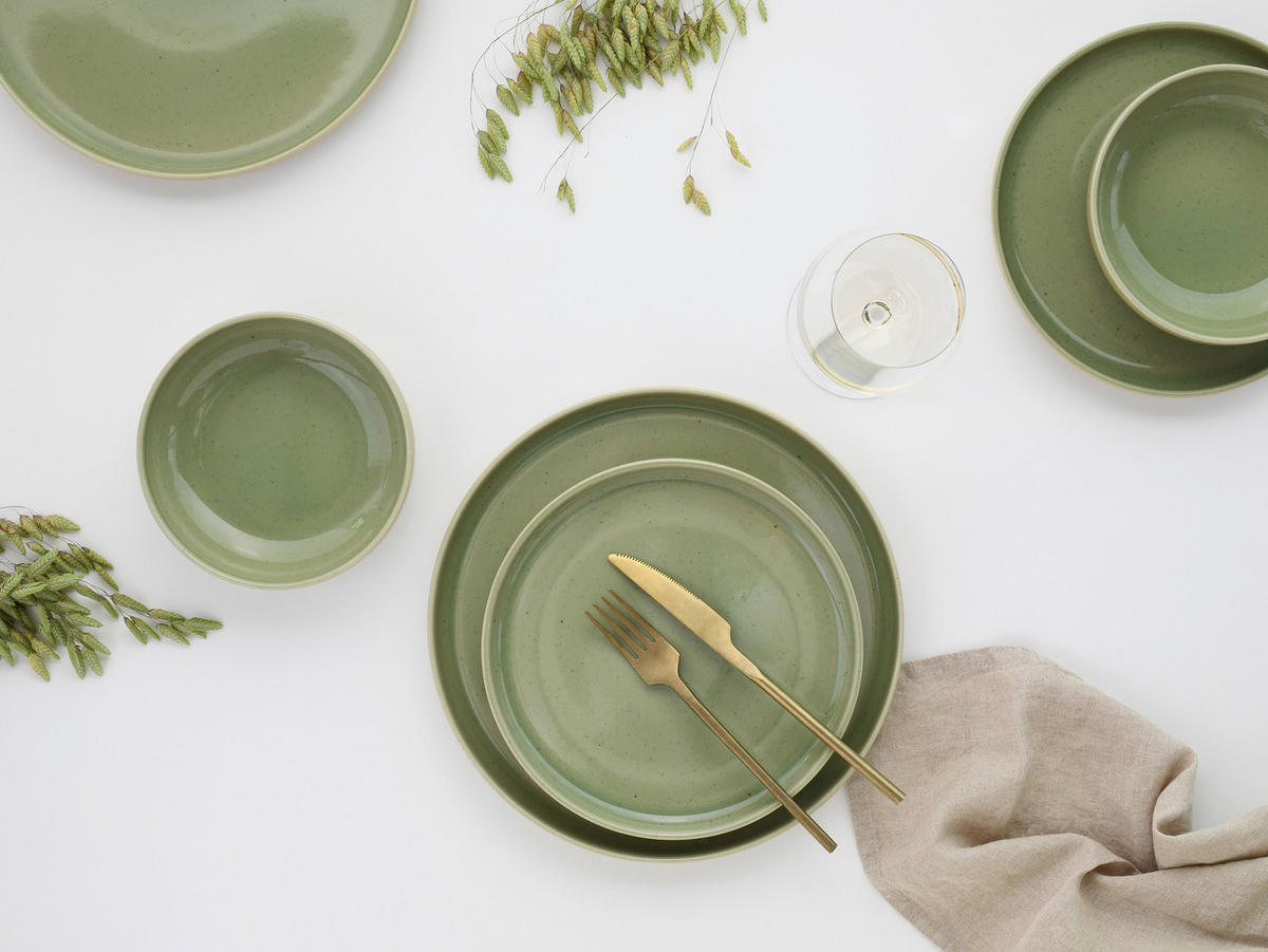 CreaTable Teller-Set Uno Romana grün Steinzeug Uno Romana - grün - CreaTable