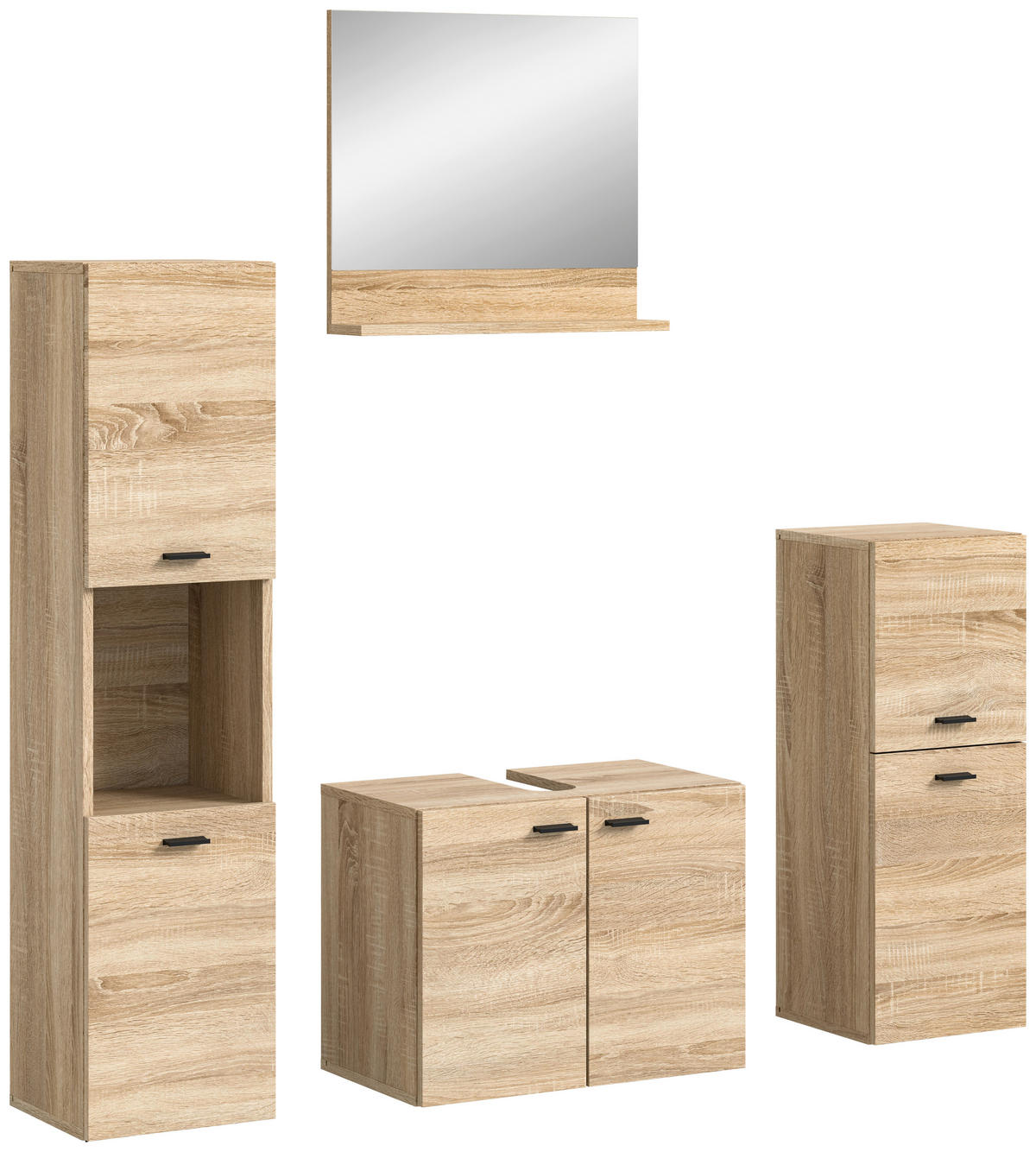 Badezimmer-Set BOSTON Eiche Sonoma Nachbildung B/H/T: ca. 137x186x33 cm BOSTON - Eiche (137,00/186,00/33,00cm) - xonox.home