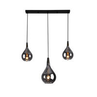 Näve Leuchten Pendelleuchte schwarz Metall Glas B/H/T: ca. 88x150x25 cm E27 3 Brennstellen GOTA - schwarz (88,00/150,00/25,00cm) - Näve Leuchten