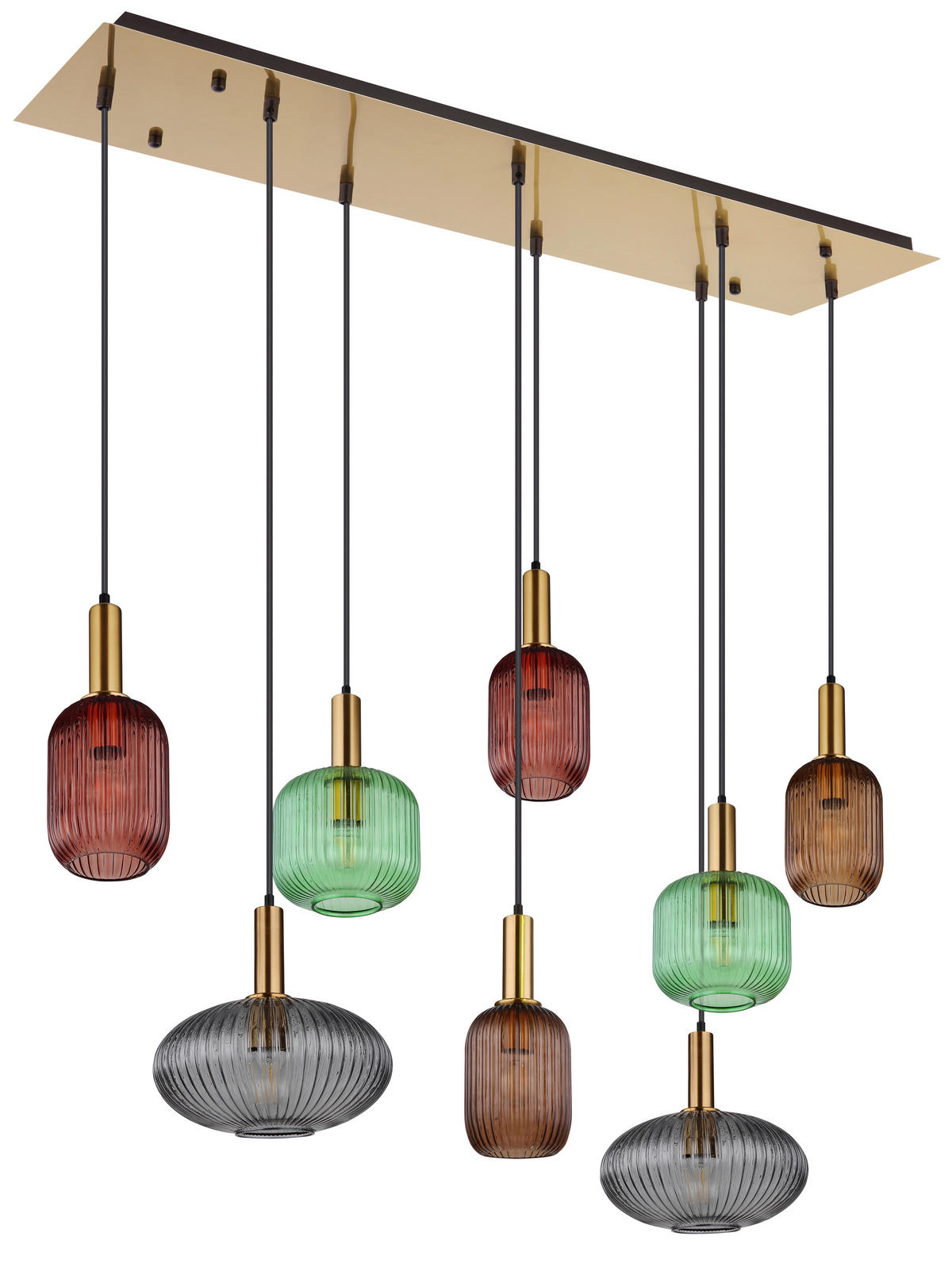 Pendelleuchte messing Metall Glas B/H/L: ca. 48x125x125 cm E27 8 Brennstellen Normy - messing (125,00/48,00/125,00cm)