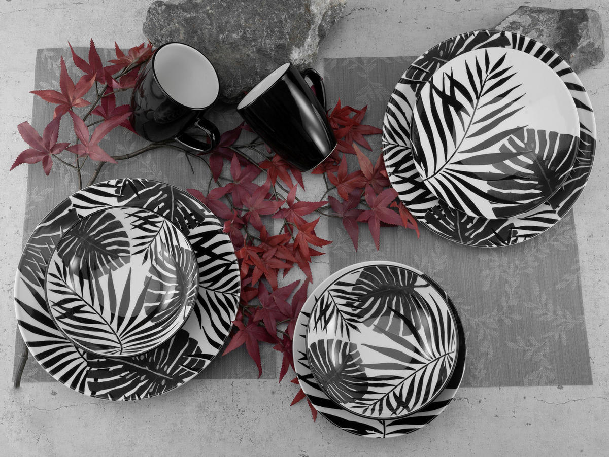CreaTable Kombiservice TROPICANA schwarz Steinzeug 16 tlg. TROPICANA - schwarz - CreaTable