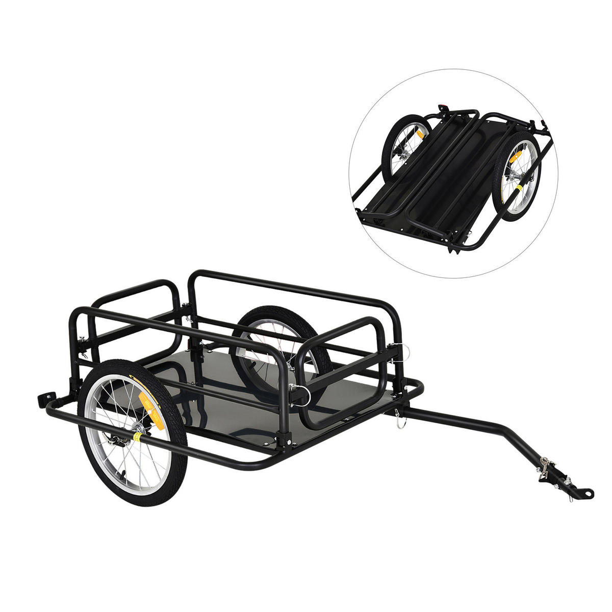 HOMCOM Fahrradanhänger schwarz schwarz B/H/L: ca. 715x139x49 cm Lastenanhänger - schwarz (49,00/715,00/139,00cm) - HOMCOM