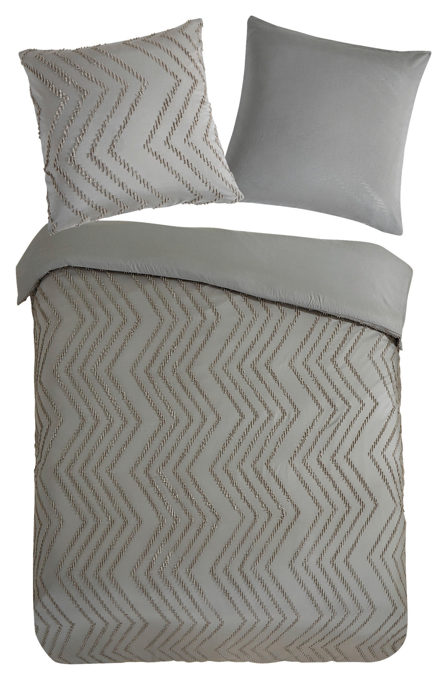 Bettwäsche Zigzag taupe Polyester B/L: ca. 155x220 cm günstig online kaufen