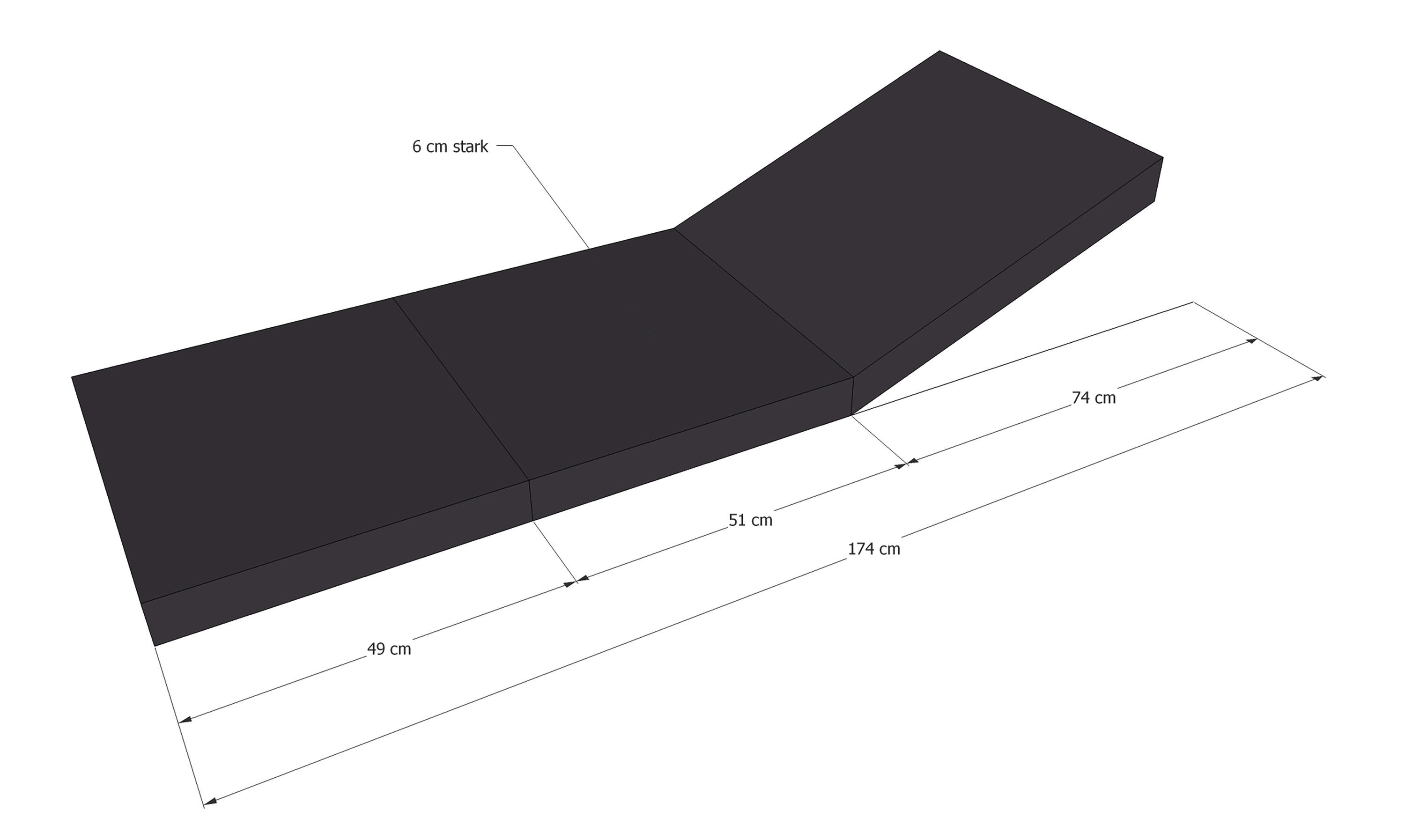 Grasekamp Auflagesessel anthrazit Polyester-Mischgewebe B/H/L: ca. 51x6x174 cm Auflagesessel - anthrazit (174,00/51,00/6,00cm)