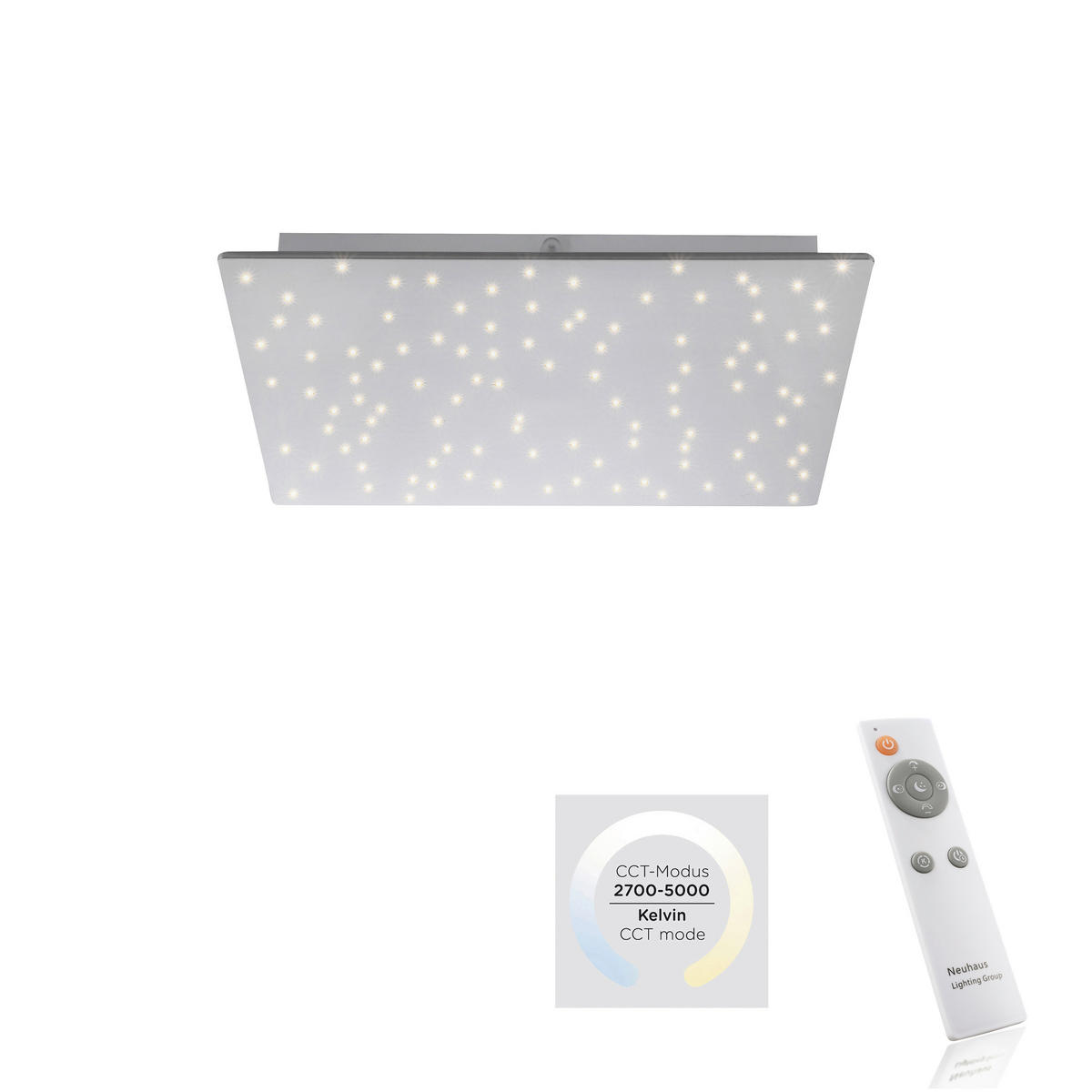 Just Light Deckenleuchte PN14671-55 Sparkle stahlfarbig Aluminium Stahl Kunststoff B/H/L: ca. 45x4x45 cm Sparkle - stahlfarbig (45,00/45,00/4,00cm) - Just Light