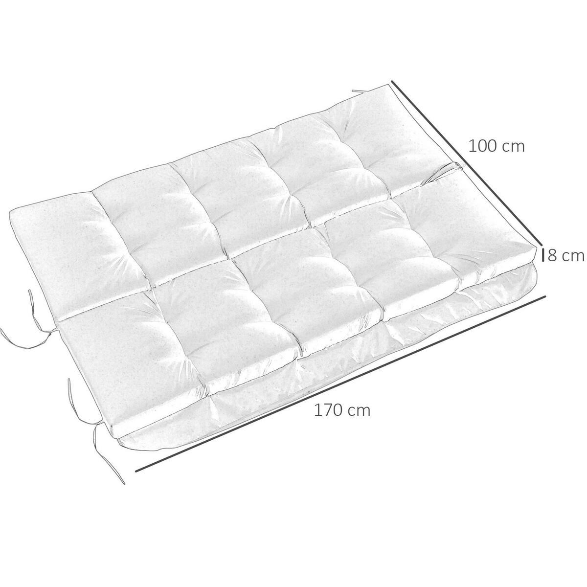 Outsunny Sitzkissen dunkelgrau Schaumstoff B/H/L: ca. 100x8x170 cm Sitzkissen - dunkelgrau (170,00/100,00/8,00cm) - Outsunny