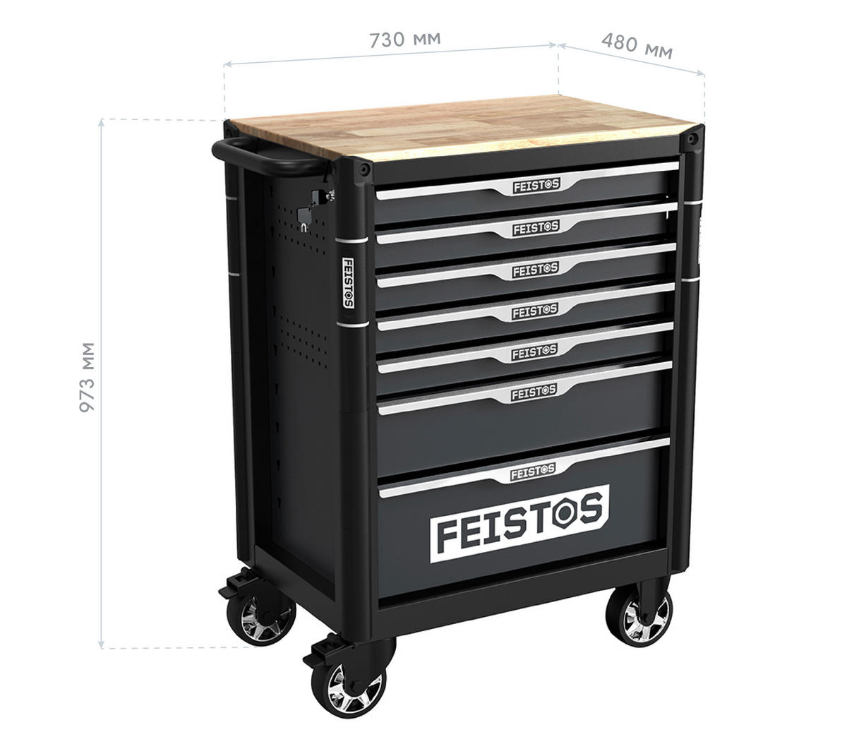 Werkstattwagen Mento schwarz B/H/L: ca. 73x98x48 cm Mento - schwarz (48,00/73,00/98,00cm) - Feistos