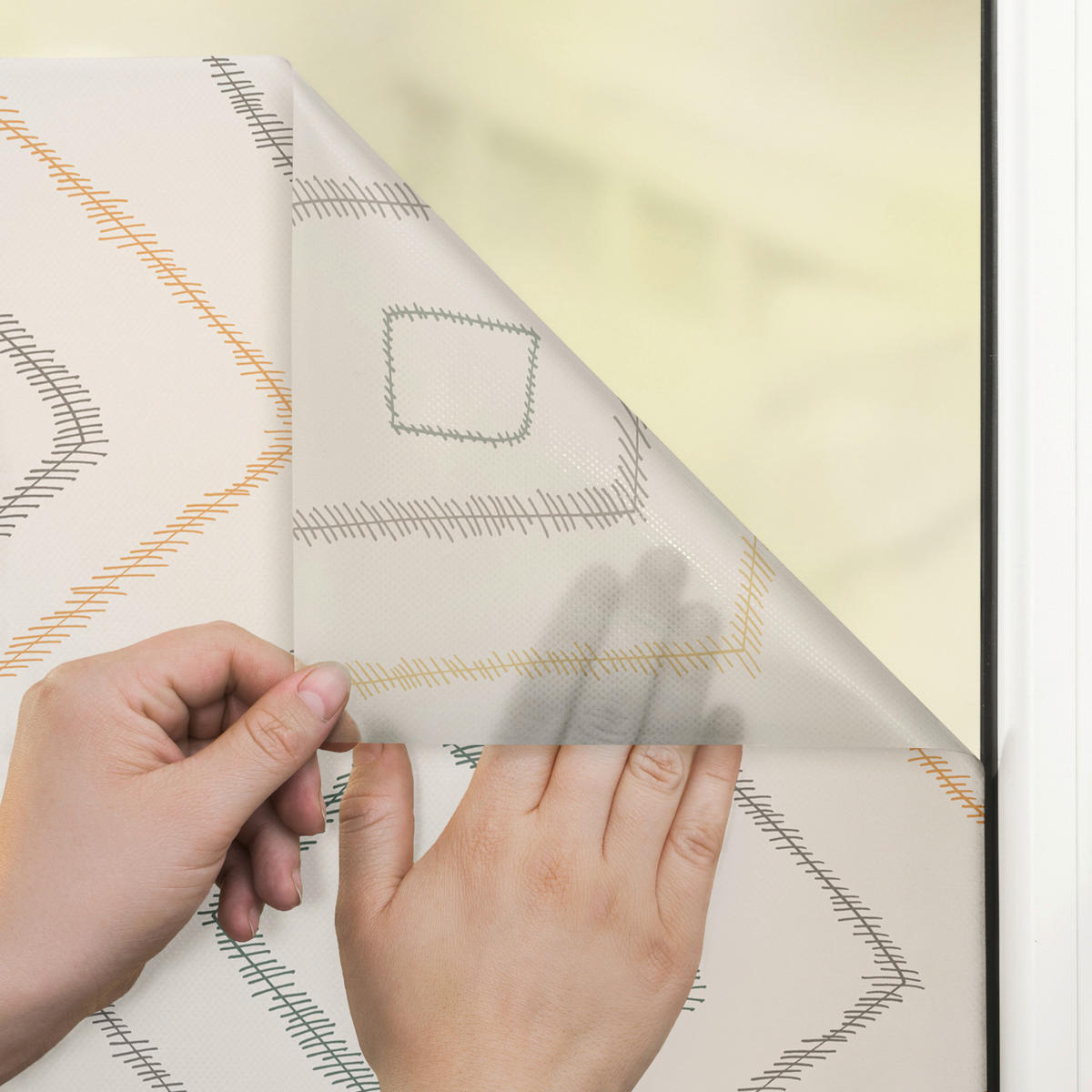 LICHTBLICK Fensterfolie Boho Drop Rectangle Grafik Boho Drop Rectangle beige B/L: ca. 100x180 cm Boho Drop Rectangle - beige (100,00/180,00cm) - LICHTBLICK
