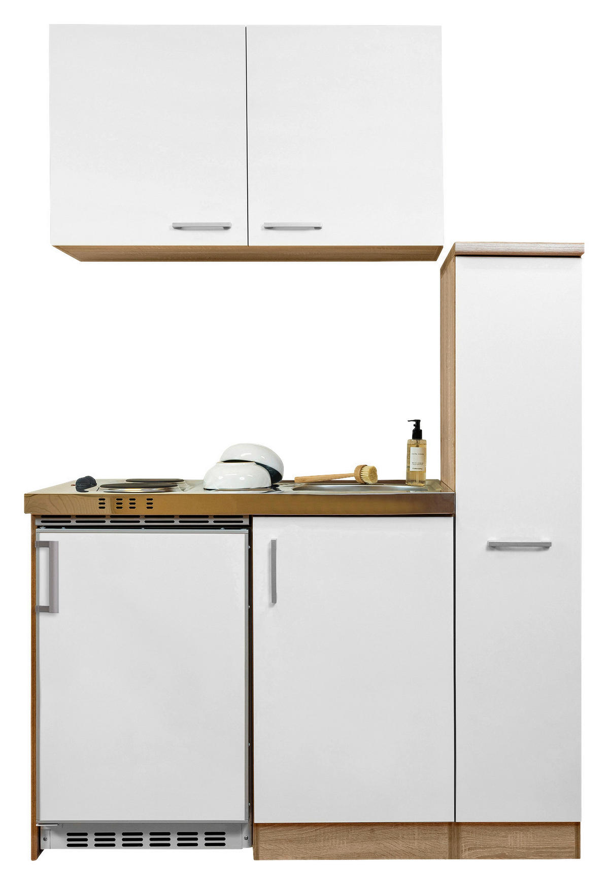 Respekta Miniküche 130 weiß matt B/H/T: ca. 130x200x60 cm 130 - Eiche/weiß (130,00/200,00/60,00cm) - Respekta