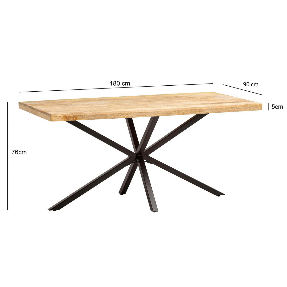 Esstisch B/H/T: ca. 180x76x90 cm Esszimmertisch - (180,00/76,00/90,00cm) - Wohnling