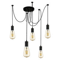 Searchlight Pendelleuchte schwarz Stahl B/H/L: ca. 15x202,5x15 cm E27 5 Brennstellen Squiggle - schwarz (15,00/15,00/202,50cm) - Searchlight