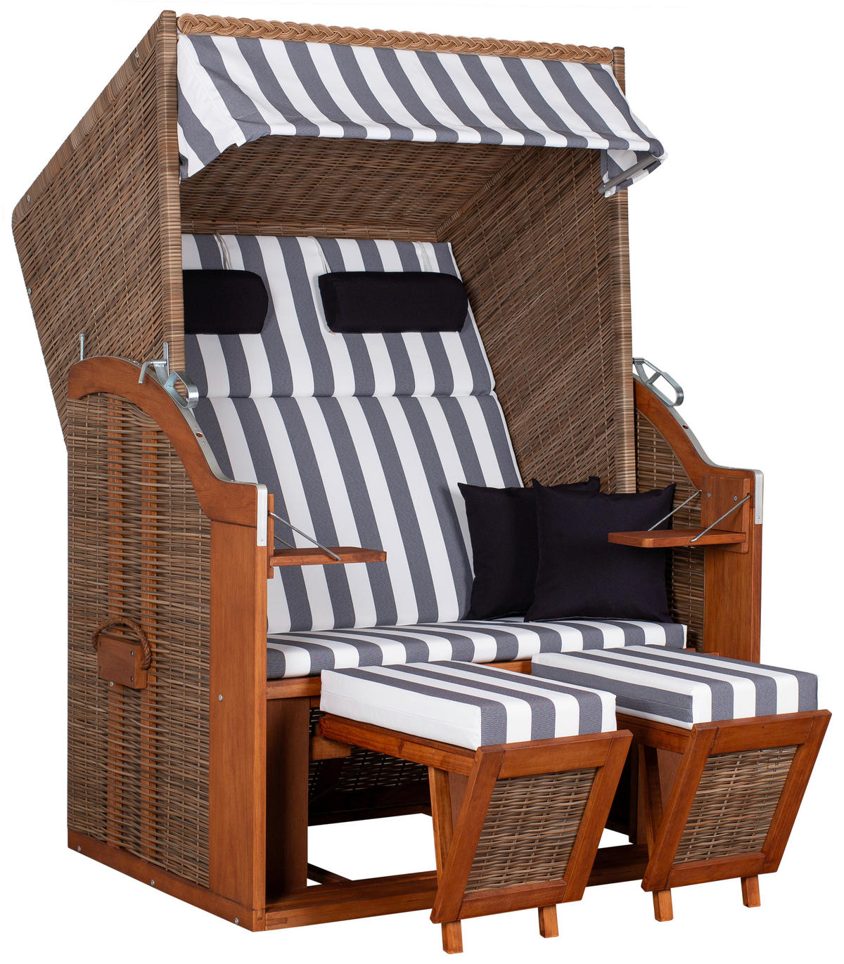 deVries Strandkorb grau Pinie B/H/L: ca. 80x160x120 cm Strandkorb - weiß/grau (120,00/80,00/160,00cm) - deVries