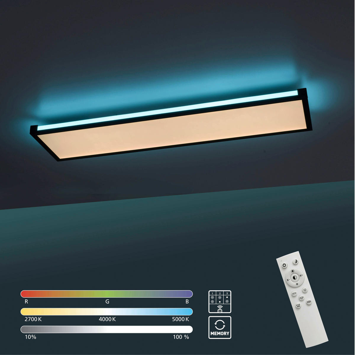 Just Light LED-Deckenleuchte MARIO 11622-18 schwarz weiß Kunststoff Metall B/H/T: ca. 25x7,1x100 cm 2 Brennstellen MARIO - weiß/schwarz (25,00/7,10/100,00cm) - Just Light