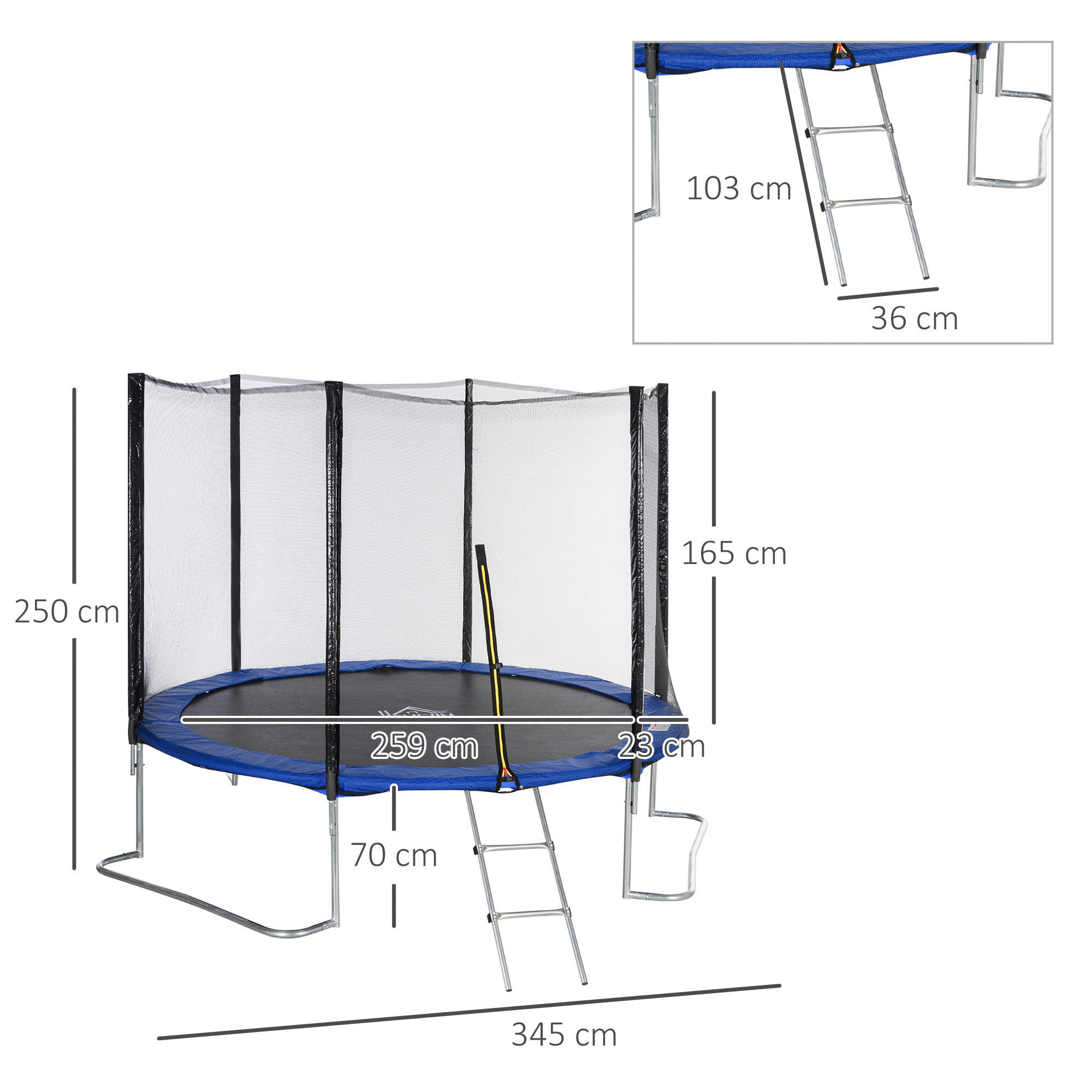 HOMCOM Trampolin blau B/H/L: ca. 345x250...