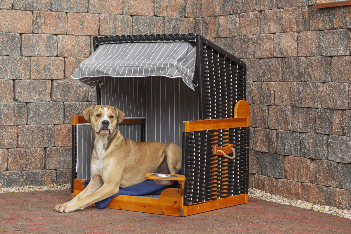 Hundestrandkorb braun Holz B/H/T: ca. 75x95x65 cm Hundestrandkorb_inkl._SH - braun/schwarz (75,00/95,00/65,00cm)
