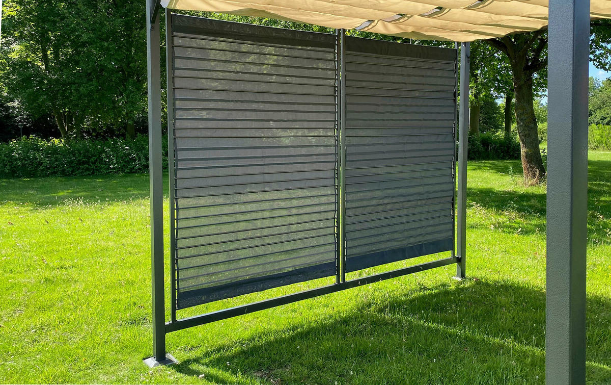 Grasekamp Seitenteile für Flachdachpergola Venecia grau Textilene B/L: ca. 129x220 cm Venecia - grau (129,00/220,00cm) - Grasekamp