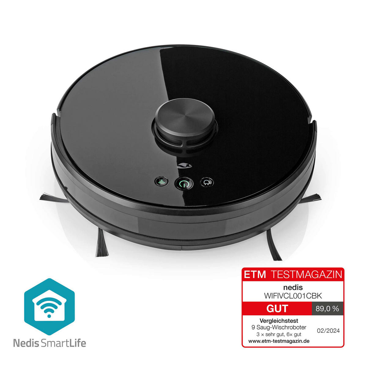 Nedis Roboter-Staubsauger schwarz Polypropylen B/H/L: ca. 33,1x33,3x9,6 cm SmartLife - schwarz (9,60/33,10/33,30cm) - Nedis