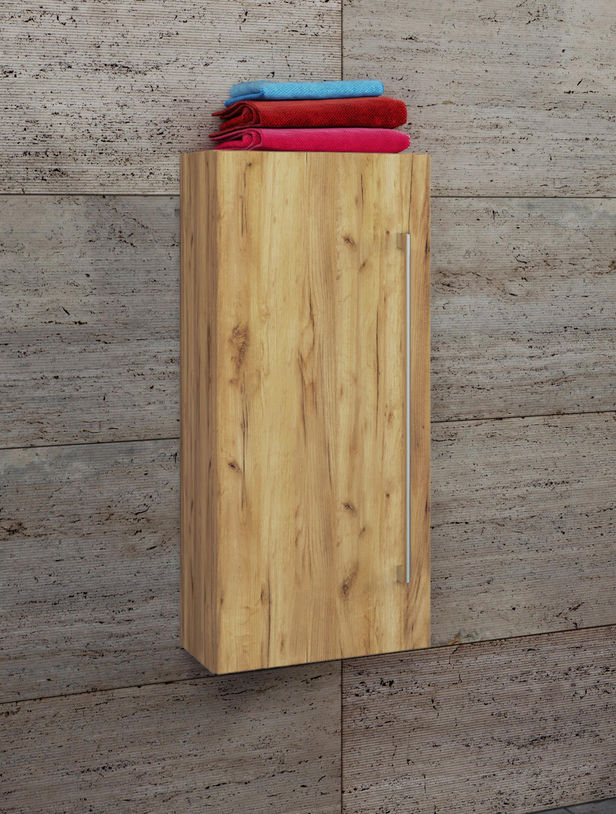 Midischrank Badinos Eiche Honig Nachbildung Alu Optik B/H/T: ca. 33x75x22 cm Badinos - Eiche/Alu (33,00/75,00/22,00cm) - VCM Möbel