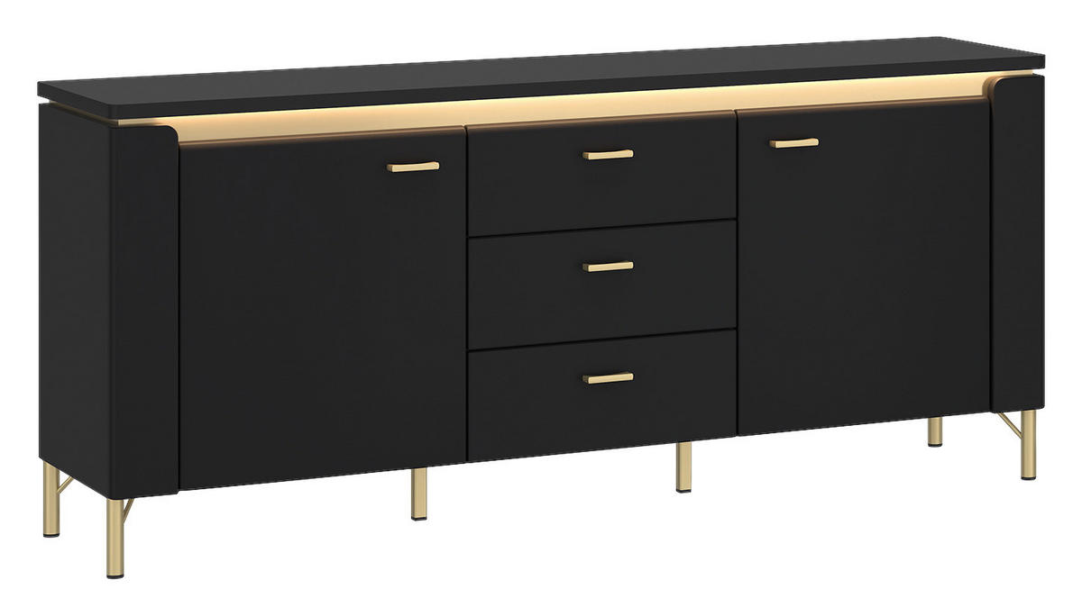 Lowboard Norica schwarz matt gold Optik B/H/T: ca. 155x70x40 cm Norica - gold/schwarz (155,00/70,00/40,00cm)