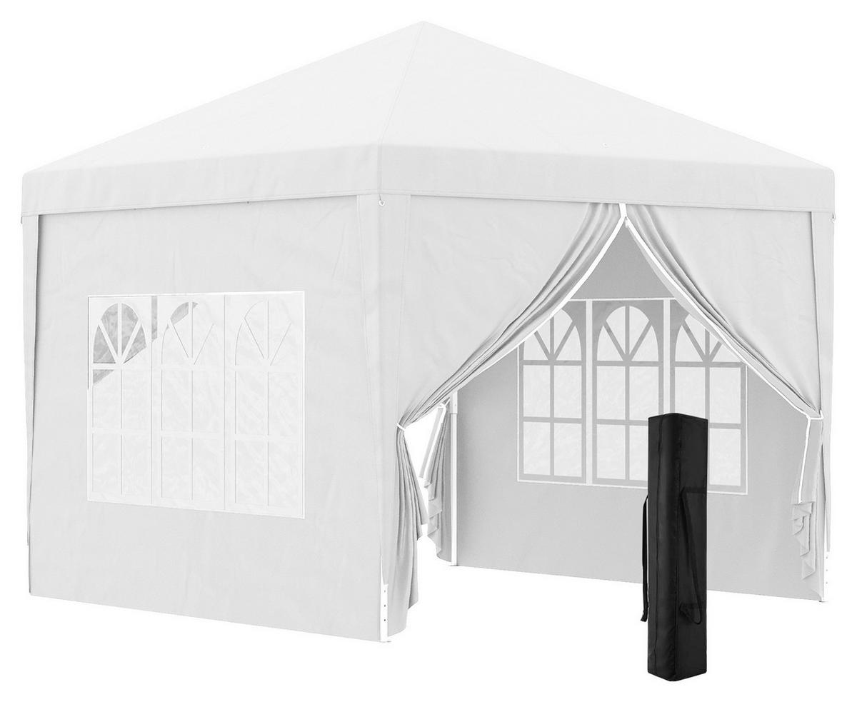 Outsunny Pavillon weiß Polyester B/H/L: ca. 2,95x2,95x2,58 cm Faltpavillon - weiß (2,58/2,95/2,95cm) - Outsunny