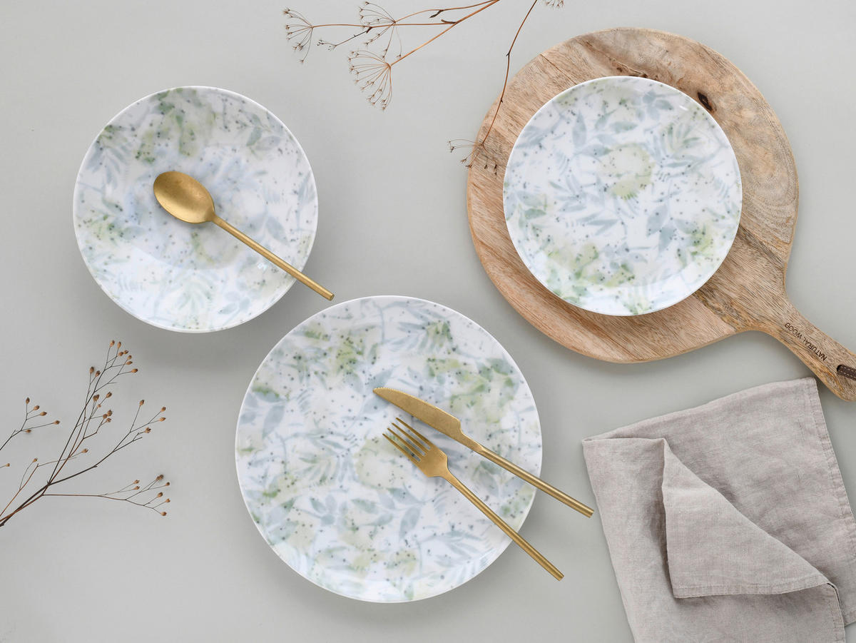 CreaTable Tafelservice Tropical - Serie Home multicolor Porzellan 12 tlg. Tropical - Serie Home - multicolor - CreaTable
