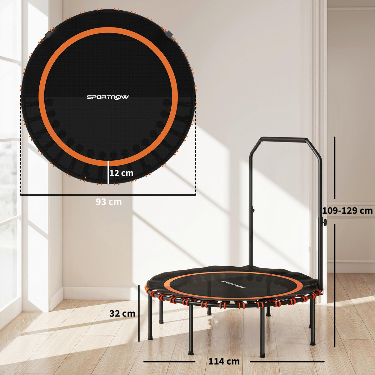 SPORTNOW Fitness Trampolin orange B/H/L: ca. 114x129x114 cm Fitness_Trampolin - orange/schwarz (114,00/114,00/129,00cm) - SPORTNOW